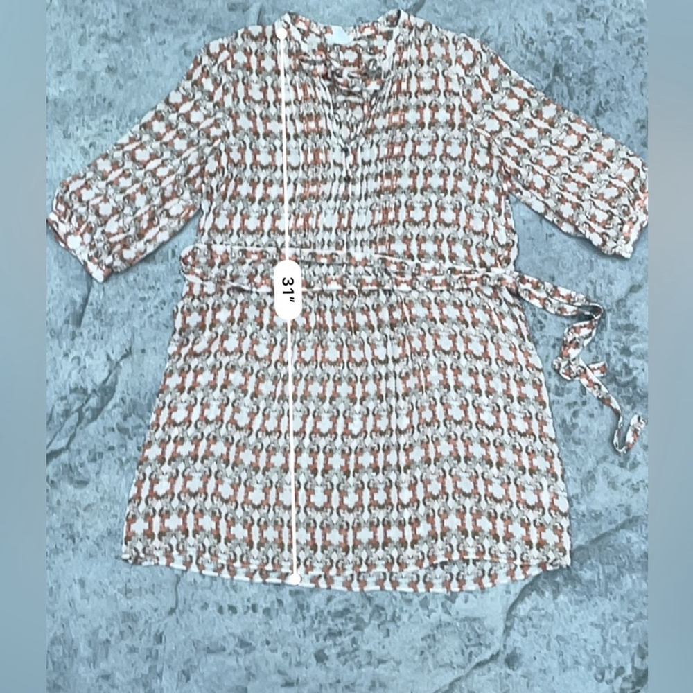 Club Monaco Silk Pleated 3/4 Sleeve V-Neck Tunic Top Blouse Size 00Small - Picture 3 of 7